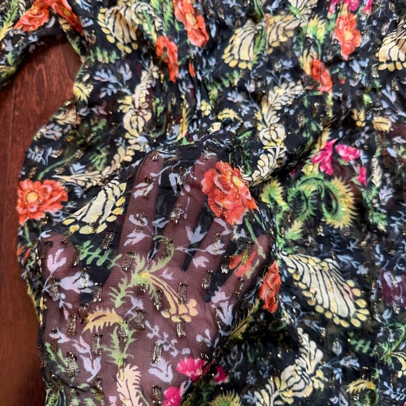 Anthropologie Danae Classic Sheer Women’s Floral Long Sleeve Blouse Size Small - Picture 4 of 9